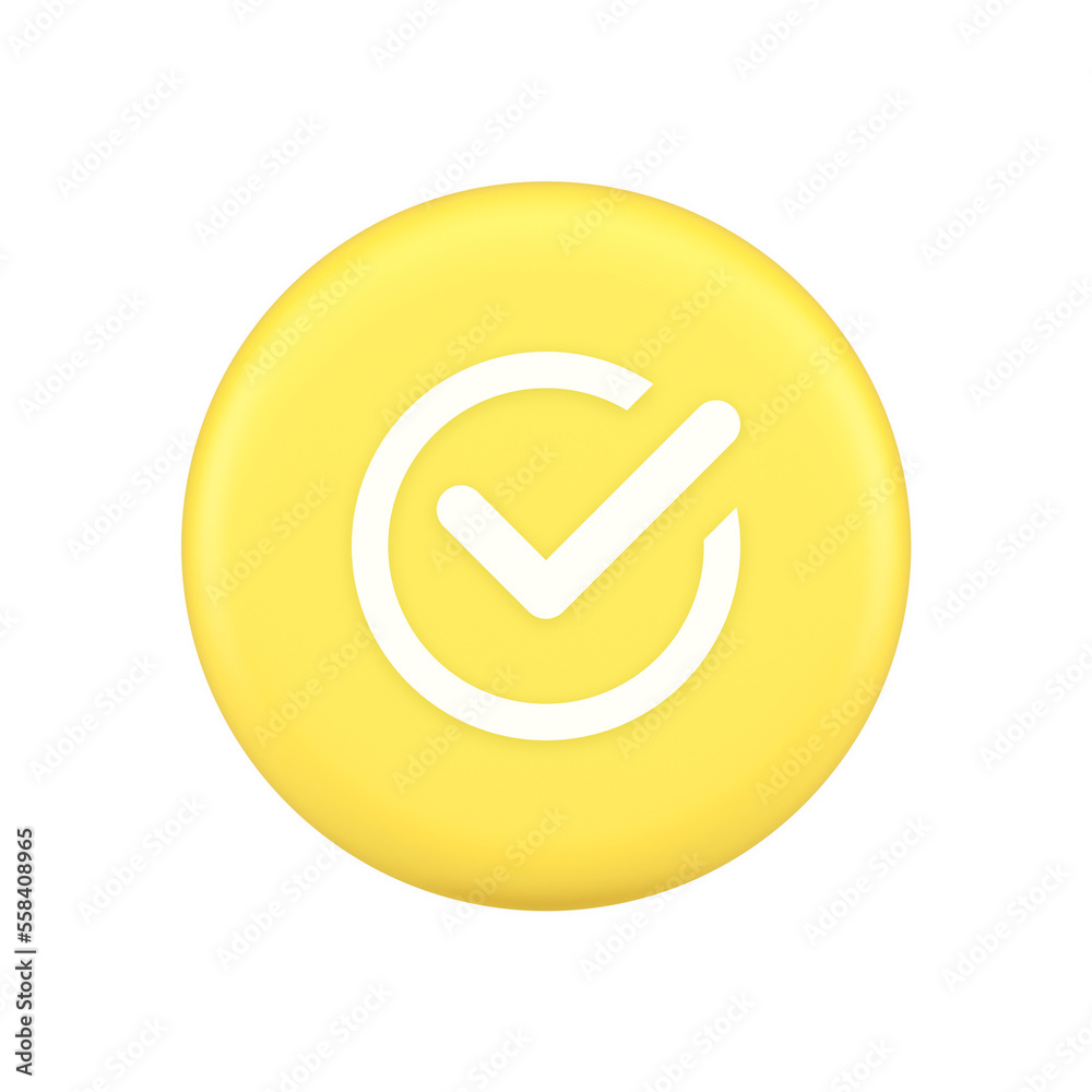 Checkmark in circle done approved button ok acceptance positive vote enter 3d application icon Checkmark in circle done approved button ok acceptance positive vote enter 3d application icon