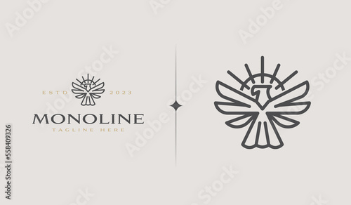 Eagle Falcon Monoline Logo Illustration. Universal creative premium symbol. Vector sign icon logo template. Vector illustration