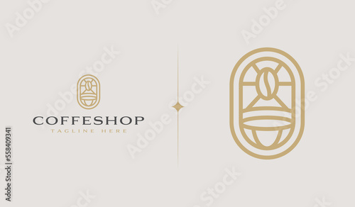 Coffee Bean. Coffee Shop Logo Illustration. Universal creative premium symbol. Vector sign icon logo template. Vector illustration