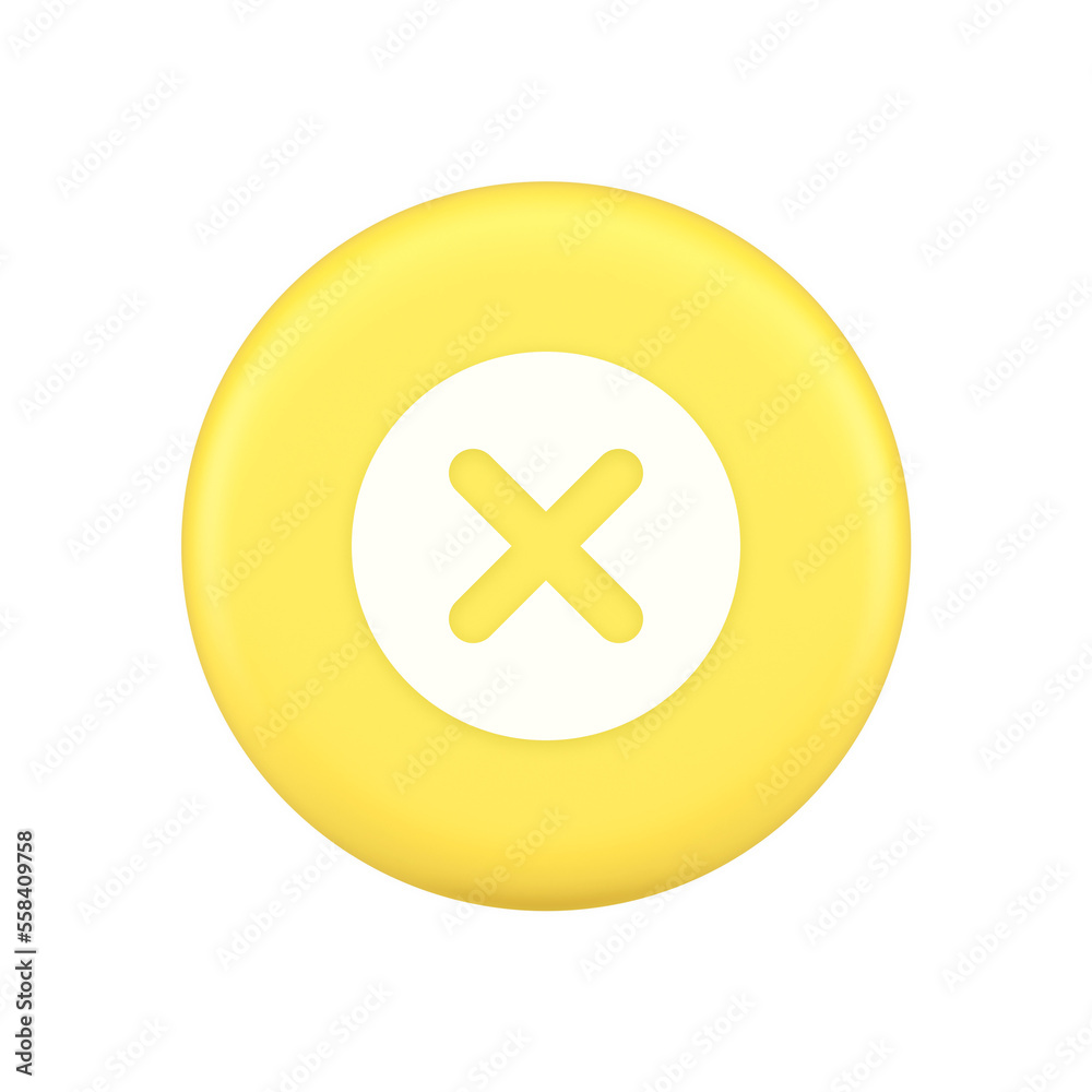 Obraz premium Cross button cancel reject decline negative forbidden fail 3d application icon