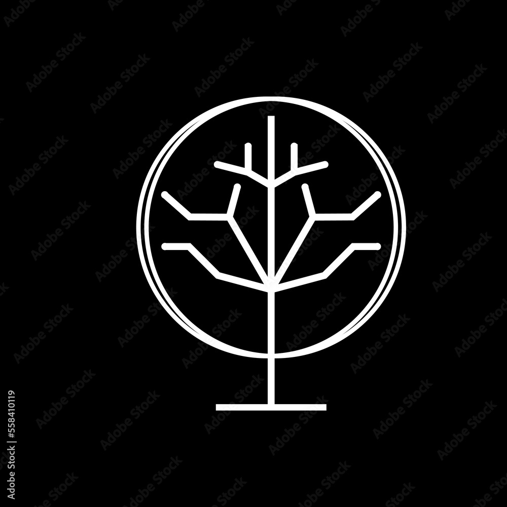 abstract art dry tree logo vector design in black and white colors abstract art dry tree logo vector design in black and white colors