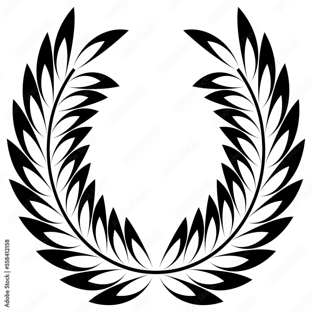 Obraz premium laurel feather wreath leaf art silhouette decoration round vector