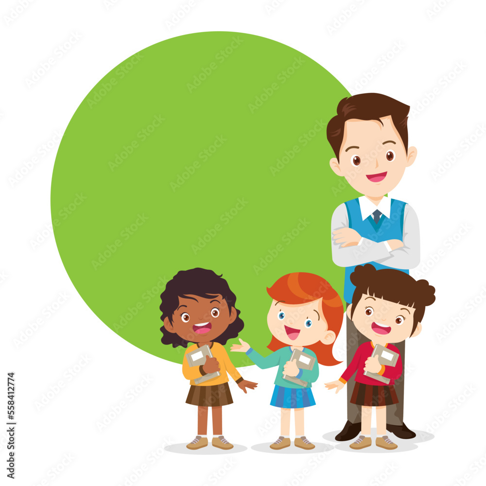 happy teacher with Boy and girls learning or studying.children with Back to School Concept education happy teacher with Boy and girls learning or studying.children with Back to School Concept education