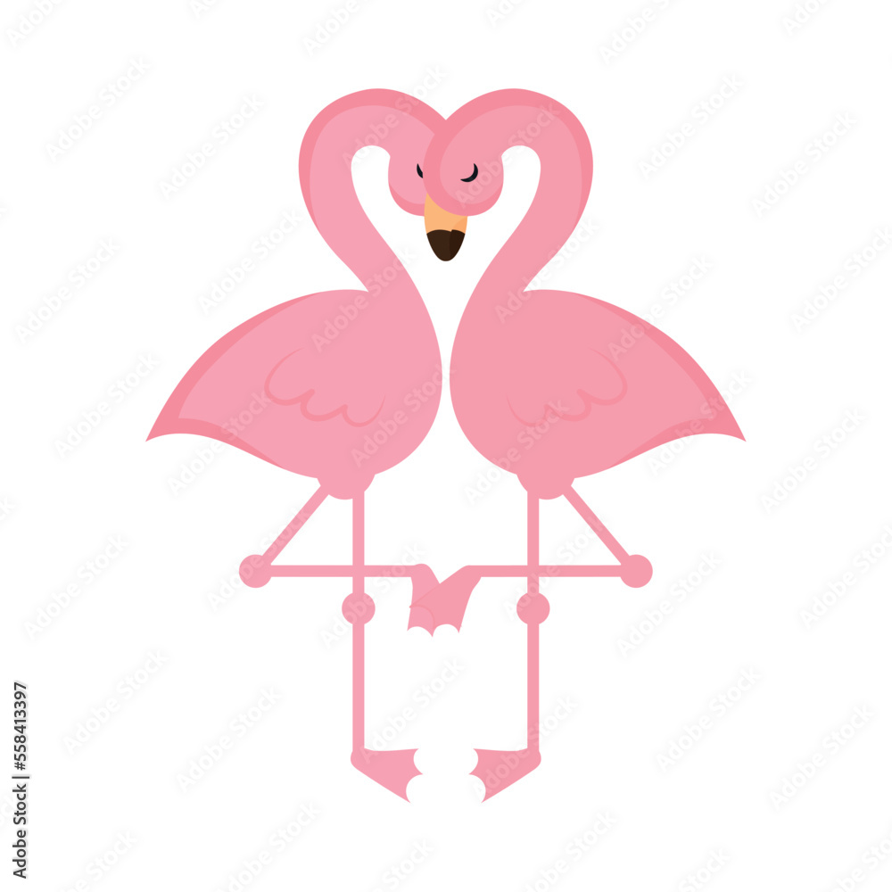 Fototapeta premium cute flamingos couple