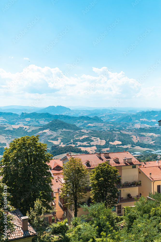 Panoramic view of the valley from the mountain on which San Marino is located