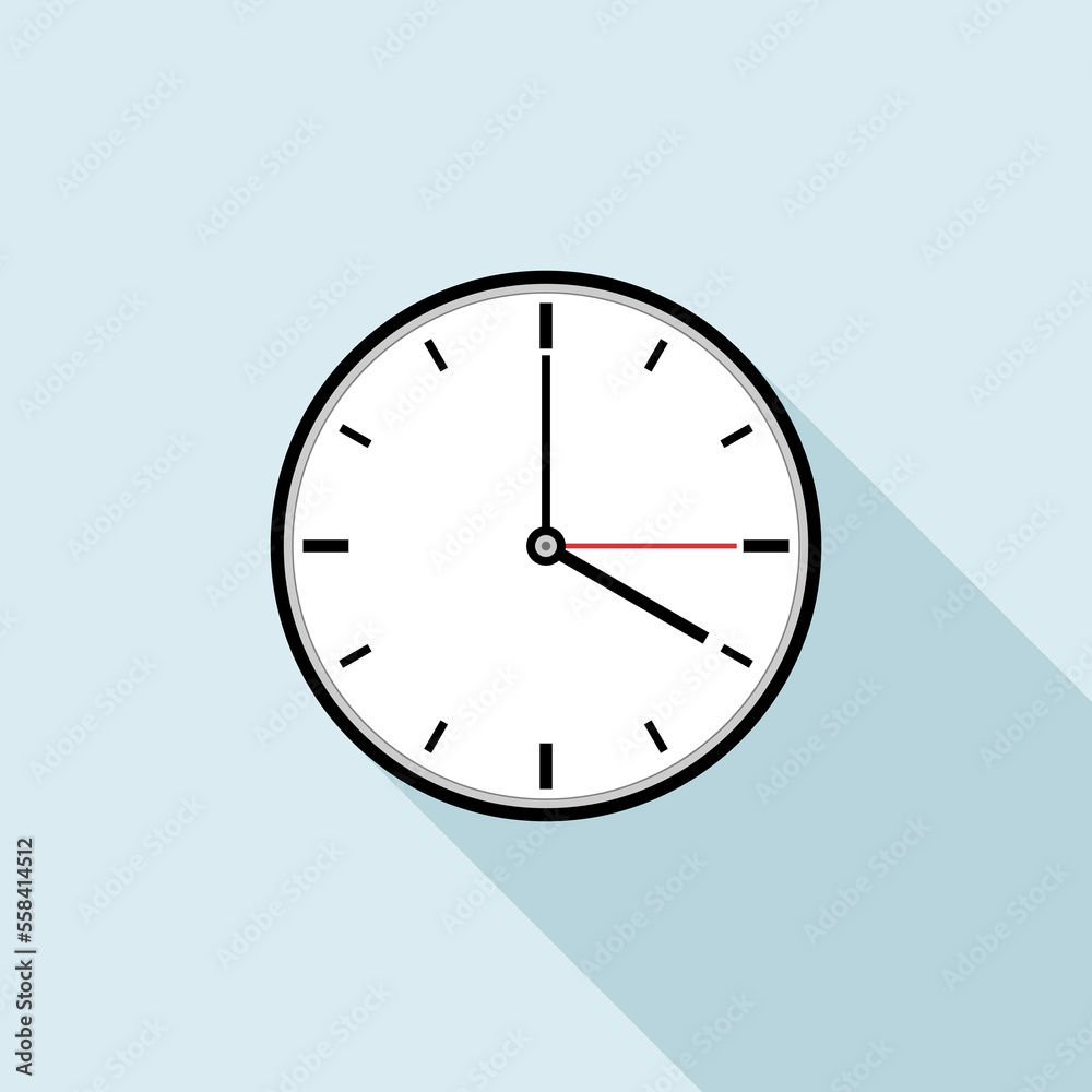 Clock icon design. Vector office clock icon with shadow. Four o'clock. Clock icon design. Vector office clock icon with shadow. Four o'clock.