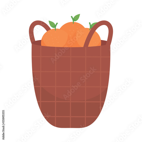 basket with oranges
