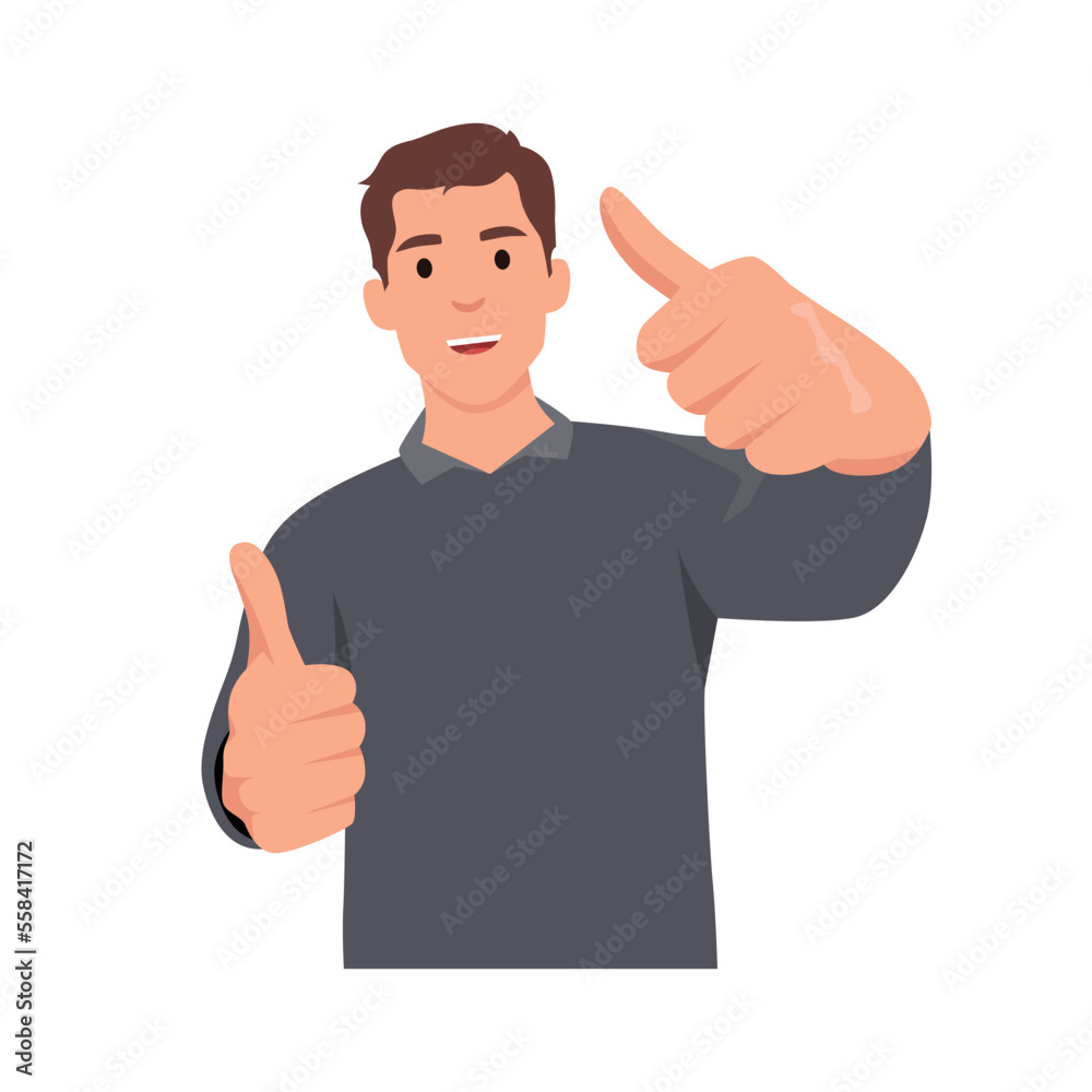 Successful businessman gives thumb up in vintage pop art comics style. Likes and positive feel. Flat vector illustration isolated on white background
