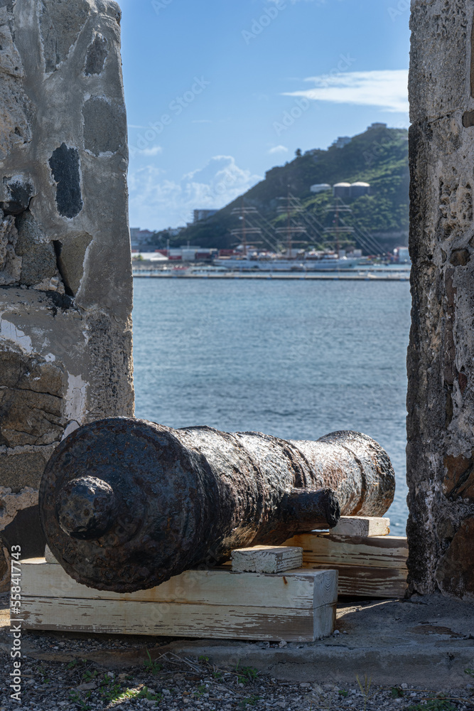 History in the Caribbean at Fort Amsterdam on the Dutch Caribbean island of Sint Maarten