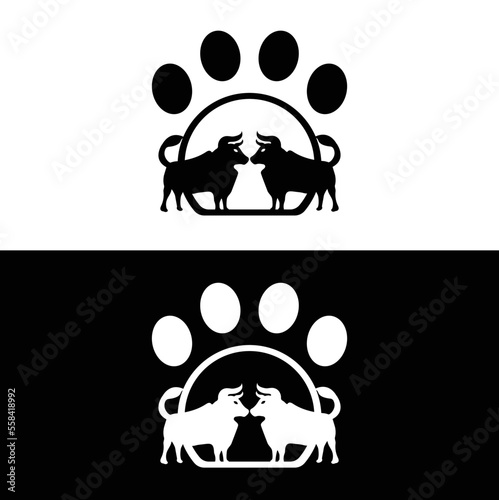 Pet bull animal logo design . icon logo . silhouette logo 