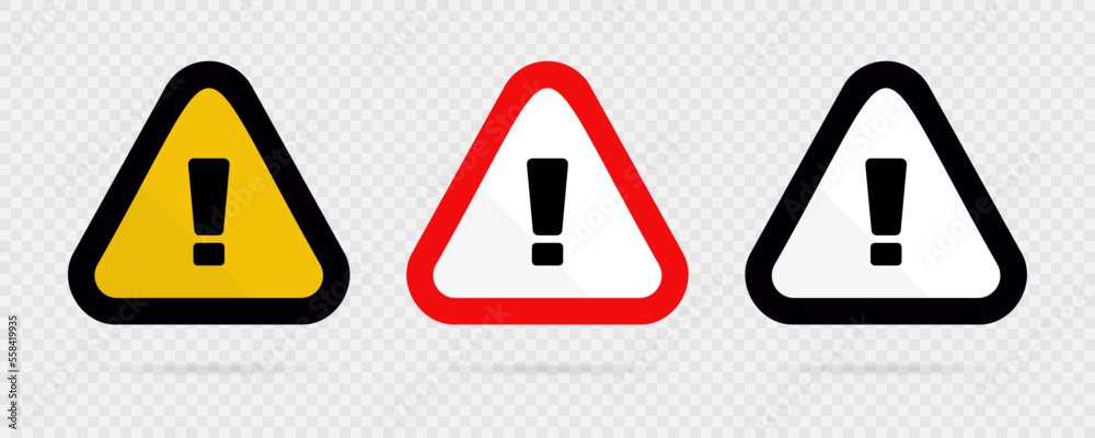 Exclamation point hazard sign collection. Set of danger sign