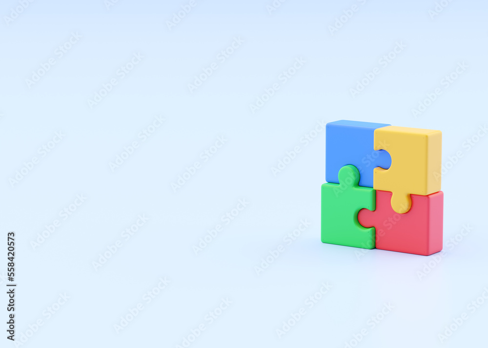 Puzzle 3d render icon - teamwork connect idea, partnership illustration and flying jigsaw pieces Puzzle 3d render icon - teamwork connect idea, partnership illustration and flying jigsaw pieces