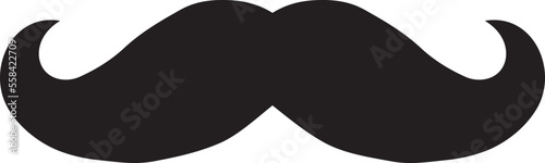 Vintage curly mustache black icon. Face hair