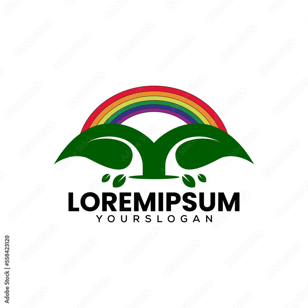 Fototapeta premium rainbow leaf logo design vector