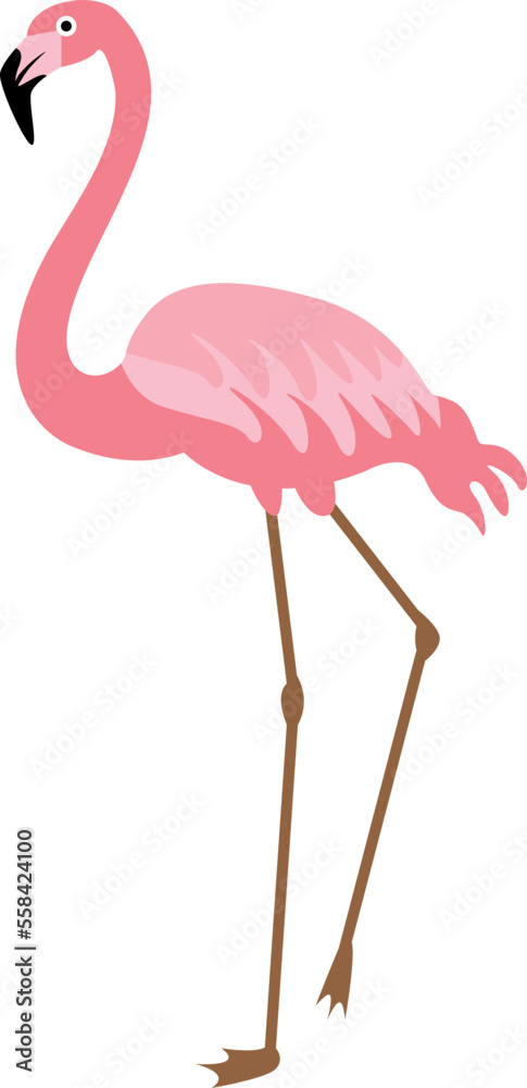 Obraz premium Summer beach bird. Tropical pink flamingo icon