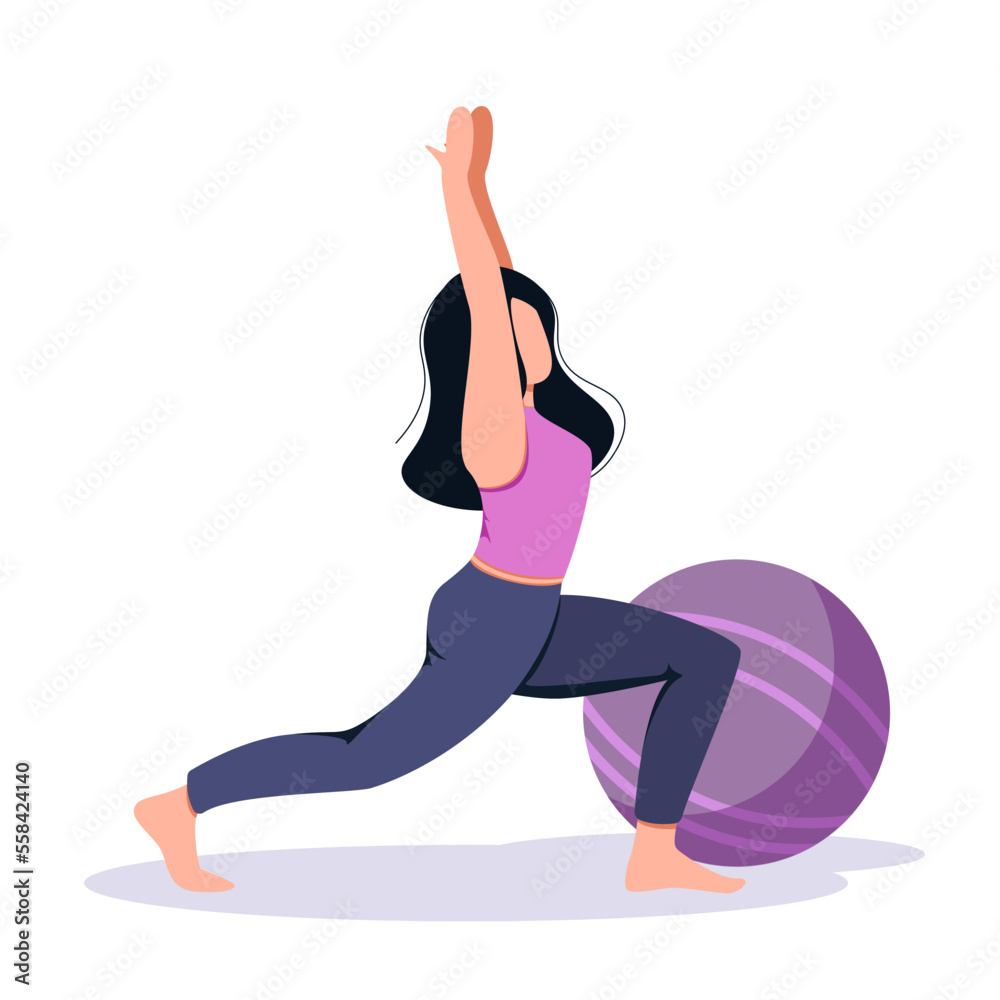 The girl goes in for sports. No face, flat style The girl goes in for sports. No face, flat style