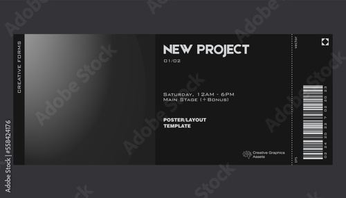Gradient aesthetic art modern ticket design collection. Template set layouts with blurred digital gradient.