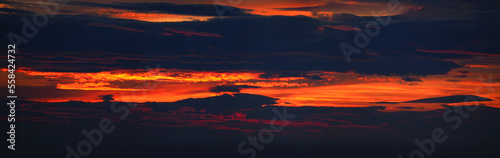 Colorful late dark sunset with red lava sky, panoramic view © emilio100