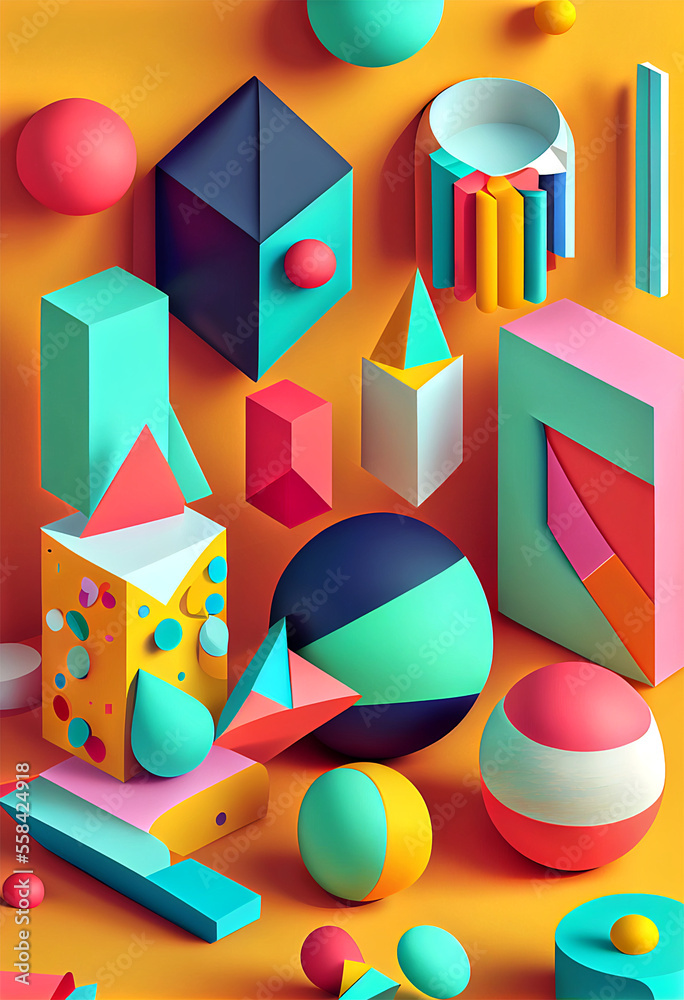 Abstract and colorful 3D shapes Abstract and colorful 3D shapes