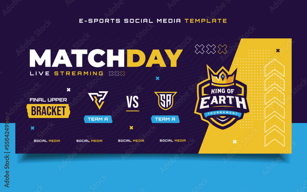 Match Day E-sports Gaming Banner Template for social media Flyer with Logo