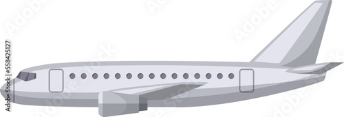 Airplane side view. Cartoon passenger jet icon