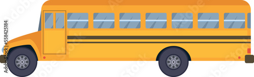 School bus side view. Cartoon yellow transport