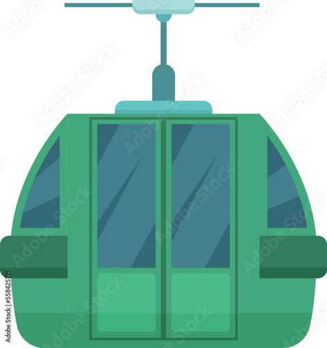 Funicular cabin cartoon icon. Green railway transport