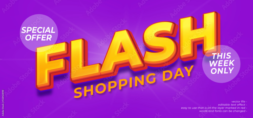 3d style modern editable text flash sale shopping day