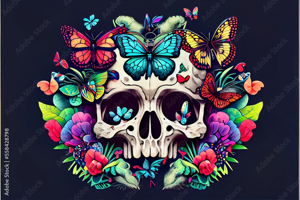 Generative AI abstract render of a human skull Stock Illustration ...