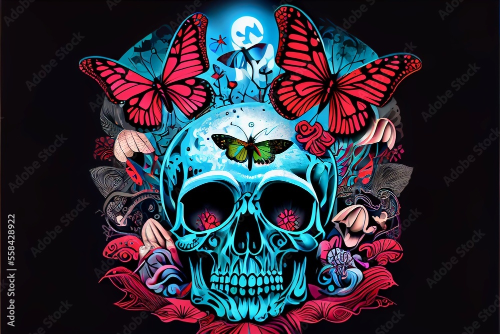 Generative AI abstract render of a human skull Stock Illustration ...