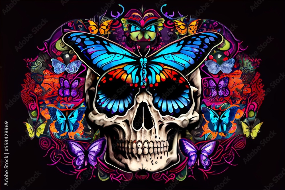 Generative AI abstract render of a human skull Stock Illustration ...