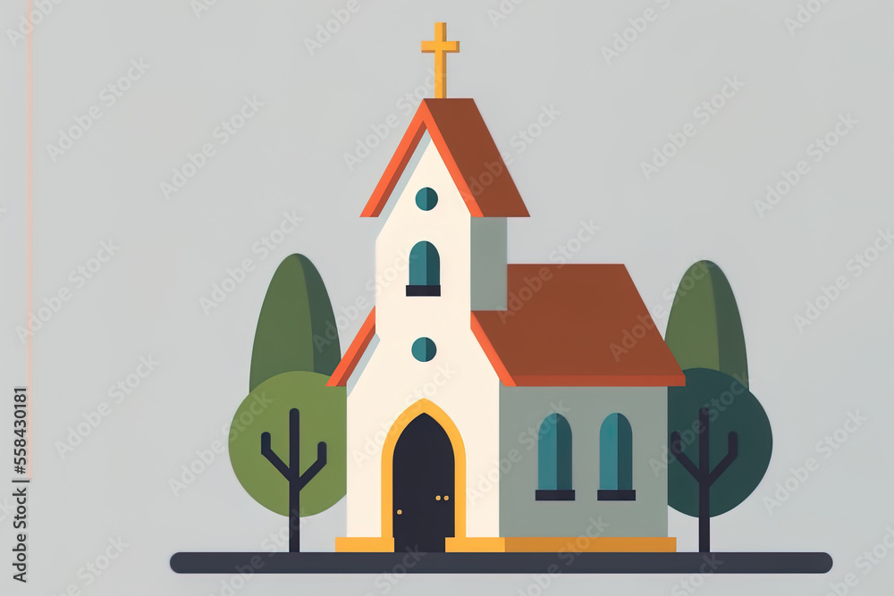 For use in web design templates, infographics, and other media, church flat icon color basic element from wedding. Generative AI