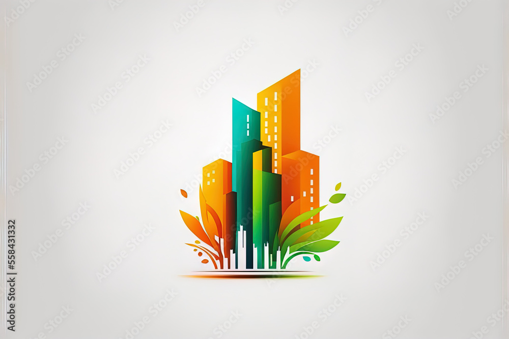 Fototapeta premium building logo contemporary and inventive city apartment business logo. Generative AI