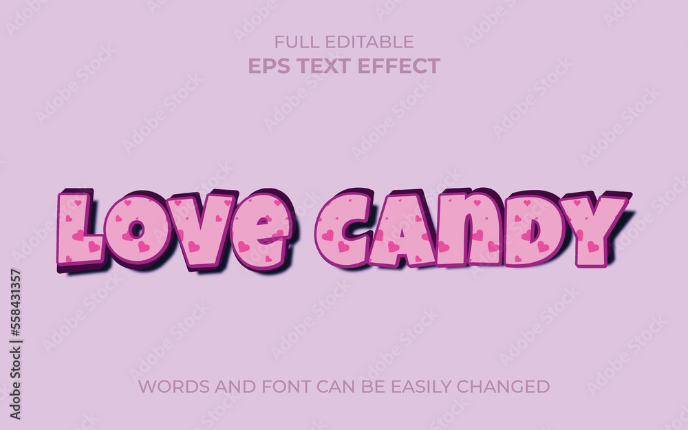 Love candy 3d editable text effect
