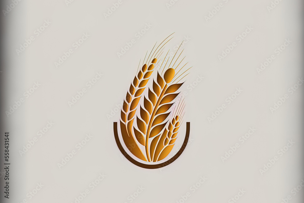 wheat ear icon template in . Illustration of a line based whole grain for use in agriculture, brewing, and other organic industries. Gluten free backdrop for a logo. Generative AI