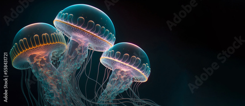 Obraz na płótnie Jelly fish in the water. Generative AI.