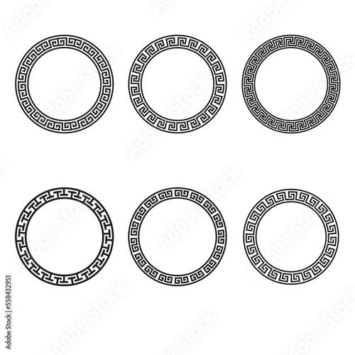 Ancient Greek round pattern. seamless set of antique borders from Greece