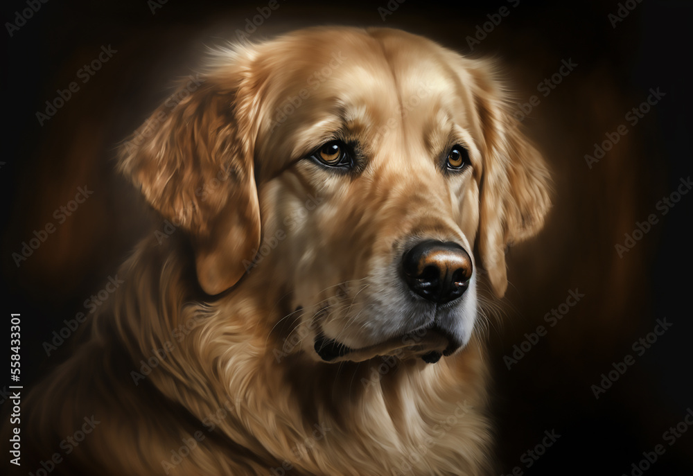 golden retriever portrait, Generative AI golden retriever portrait, Generative AI
