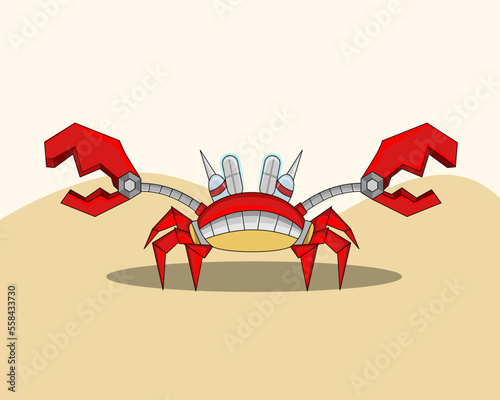 Illustration Vector Graphic Of Robt Of Crab With Missile and Eye Light