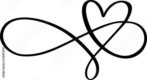 Vector heart love sign forever valentine day. Infinity romantic symbol linked, join, passion and wedding. Template for card, poster. Design flat element illustration