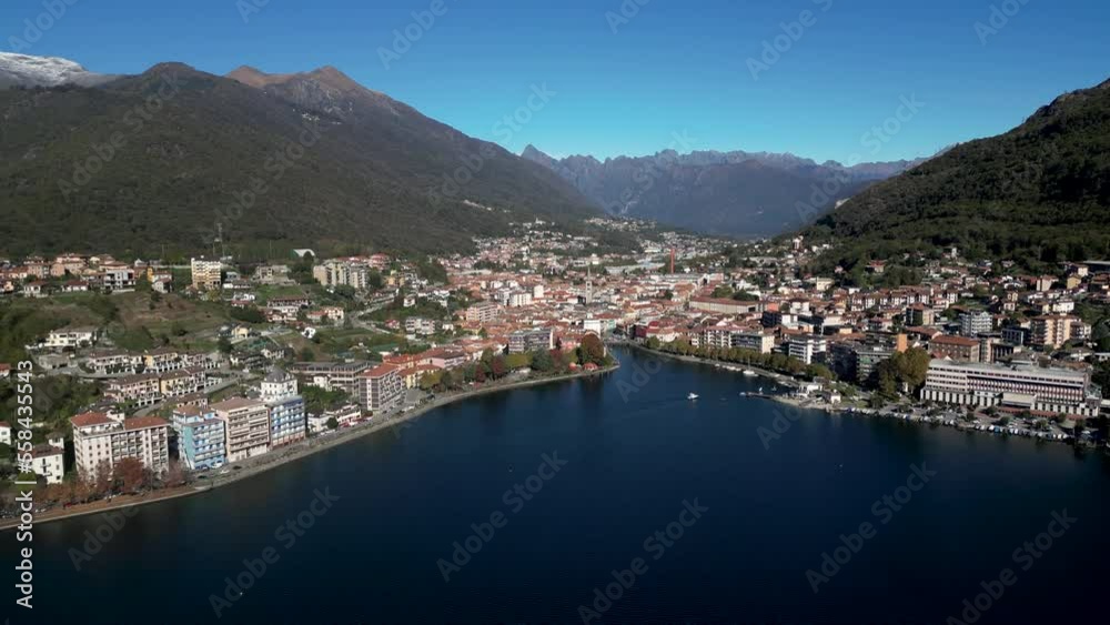 Aerial view of Omegna and Lake Orta taken in a sunny day 2023 Aerial view of Omegna and Lake Orta taken in a sunny day 2023