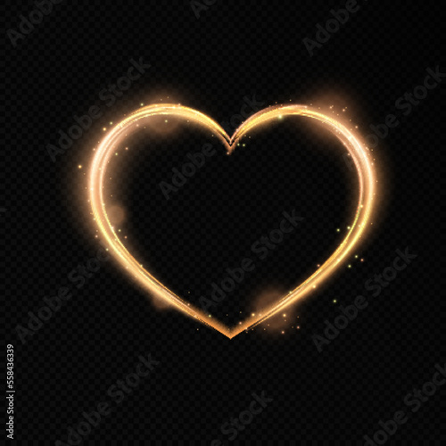 Heart with a bright glow of neon effect for the design of valentines, declarations of love, game design, computer games. Advertising presentations.