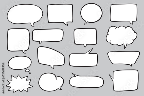 Hand drawn speech bubbles collection. Vector illustration