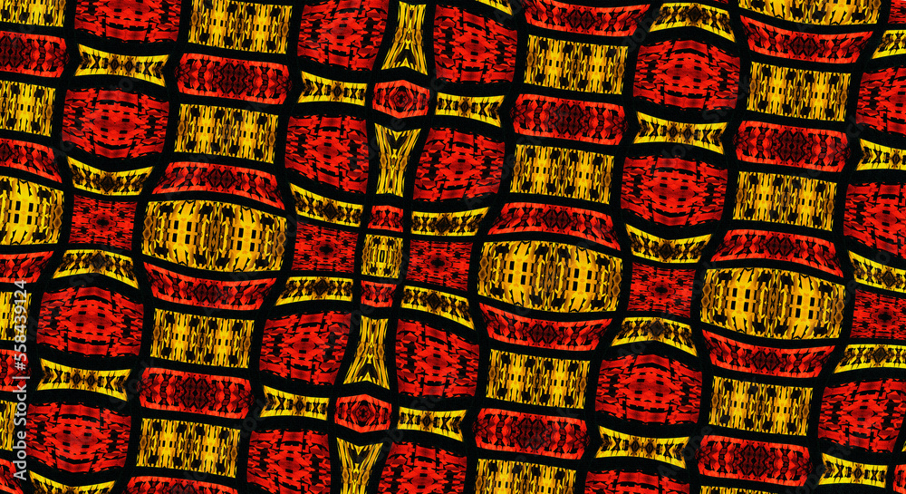 Colored African fabric - Seamless and textured illustration Colored African fabric - Seamless and textured illustration