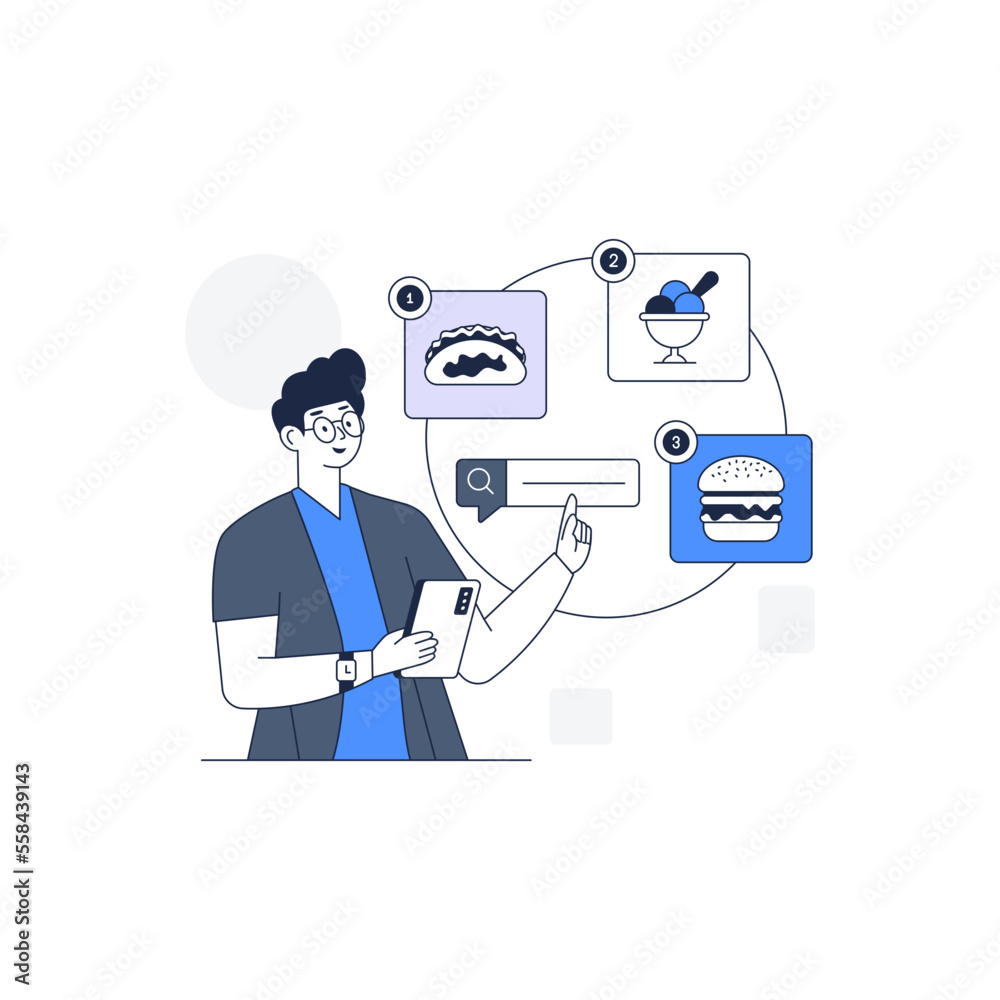 An illustration of food order linear vector 