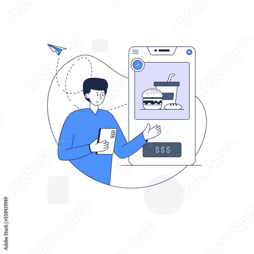 An illustration of food app order linear vector 