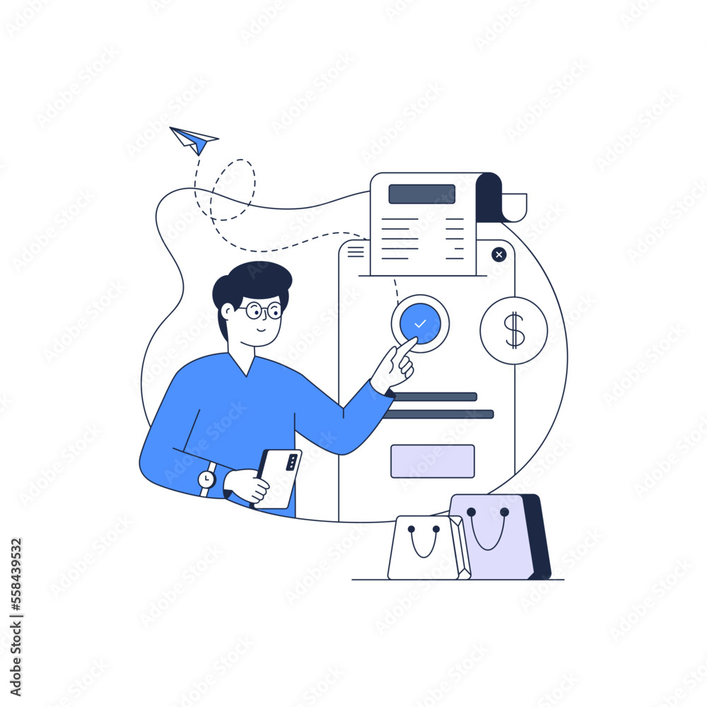 Download trendy outline illustration of shopping payment 