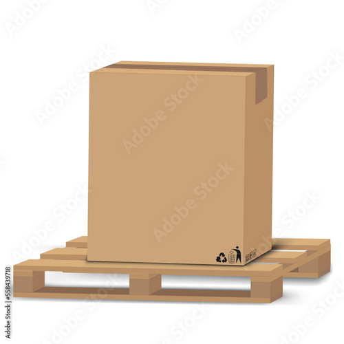 Cargo delivery and transportation industry concept stacked cardboard boxes on wooden shipping pallet isolated on white background vector