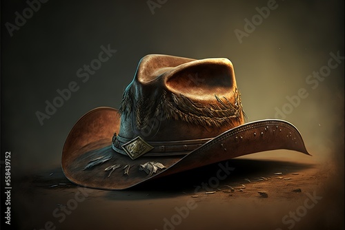Western cowboy hat with leather