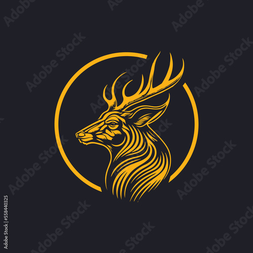 Deer logo illustration line art design template